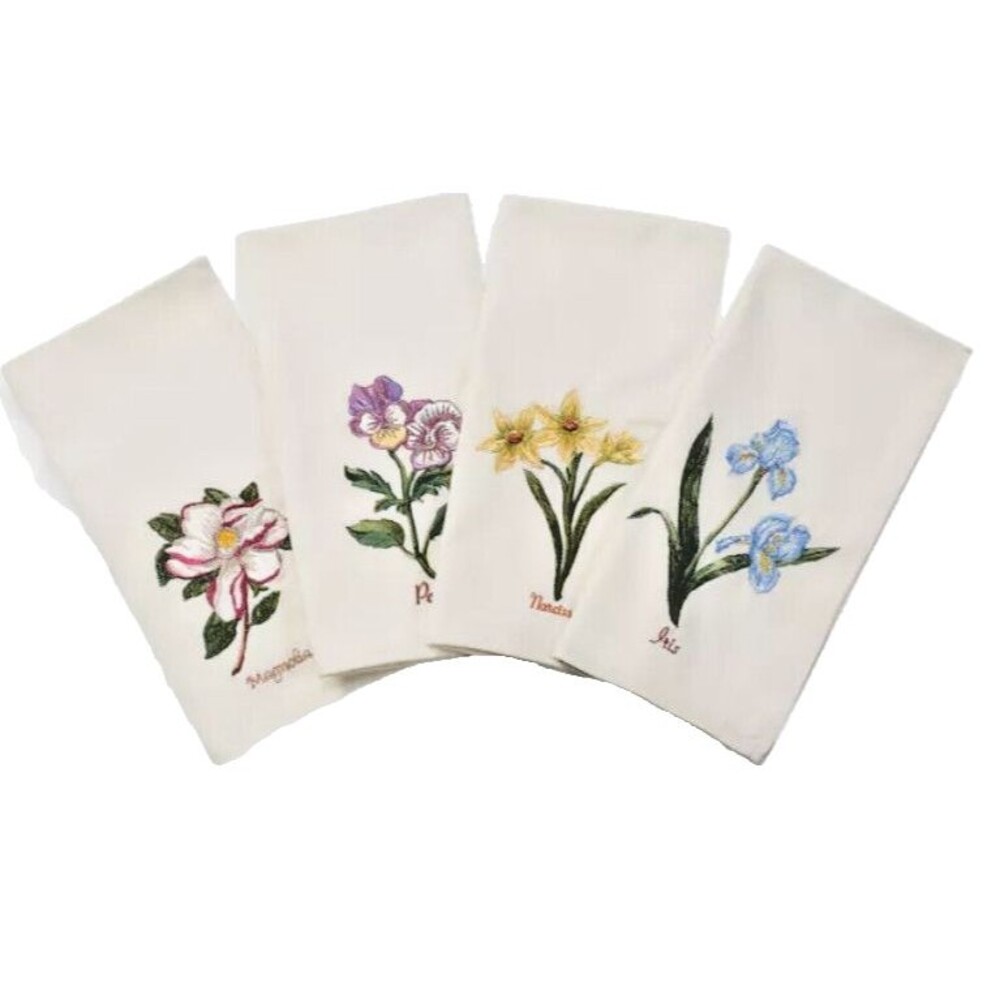 Avanti Portmeirion Embroidered Napkins Set of 4 Botanic Garden Flower Spring